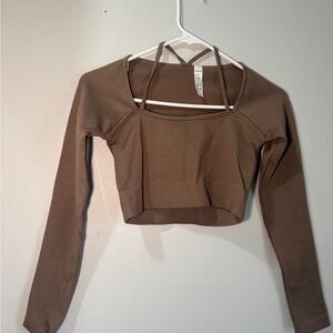 Fashion Nova Chocolate Long Sleeve Crop Top